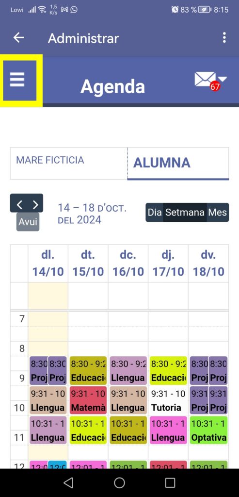 Accés al menú